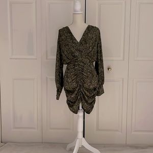 8. NWT, FOREVER 21, FITTED, RUCHED DRAWSTRING DRESS, SIZE M, PYTHON PRINT
